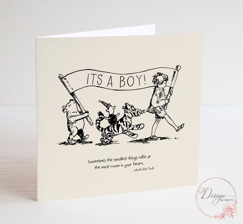 Winnie the Pooh Sentiment Card - New Baby Boy