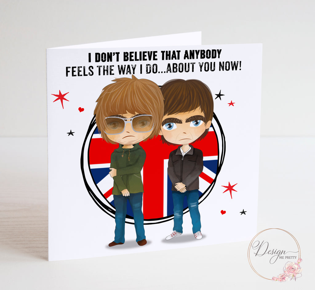 Oasis - Wonderwall - Valentines/Anniversary card - Liam & Noel