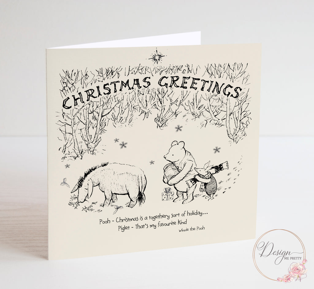 Winnie the Pooh Vintage Christmas Card