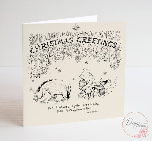 Winnie the Pooh Vintage Christmas Card