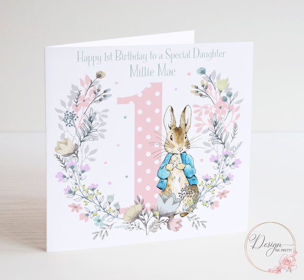 Peter Rabbit Girls Birthday Card - Ages 1-9 - Flopsy