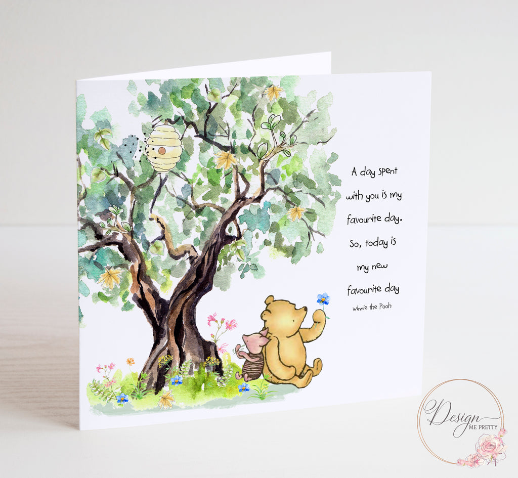 Winnie the Pooh Sentiment Card - My New Favourite Day