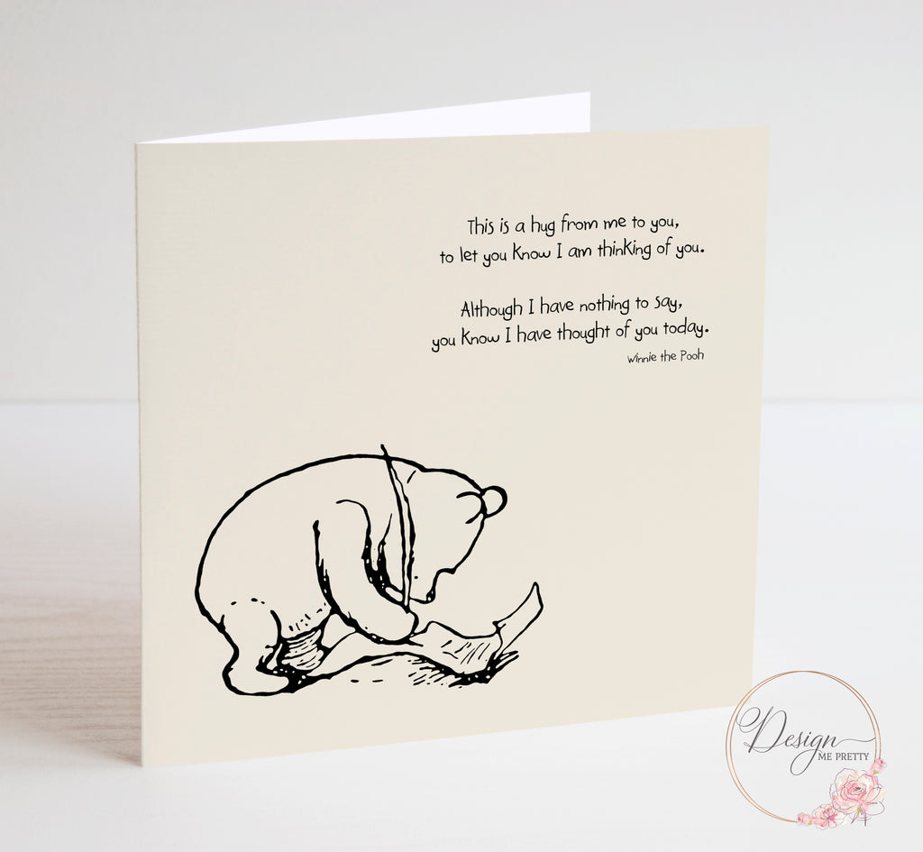 Winnie the Pooh Sentiment Card - Hug From me to You