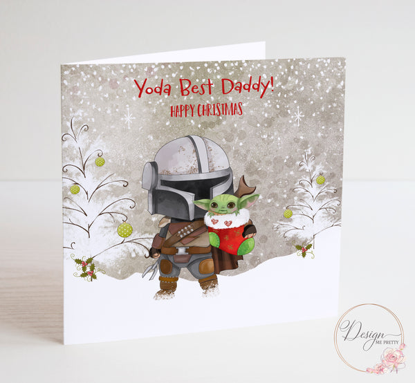 Boba Fett and Baby Yoda Christmas Card for Daddy