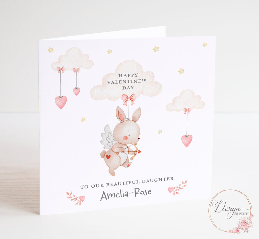 Personalised Cupid Bunny Valentines Card