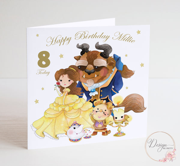 Beauty and the Beast Girls Birthday Card