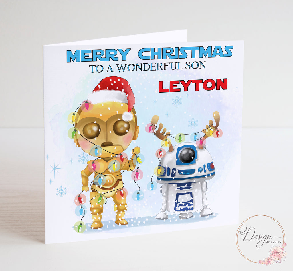 Star Wars Christmas Card with C3PO & R2D2