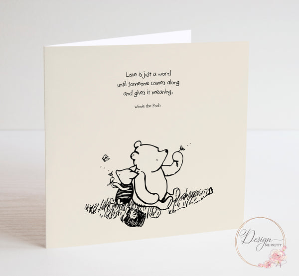 Winnie the Pooh Sentiment Card - Love is just a Word