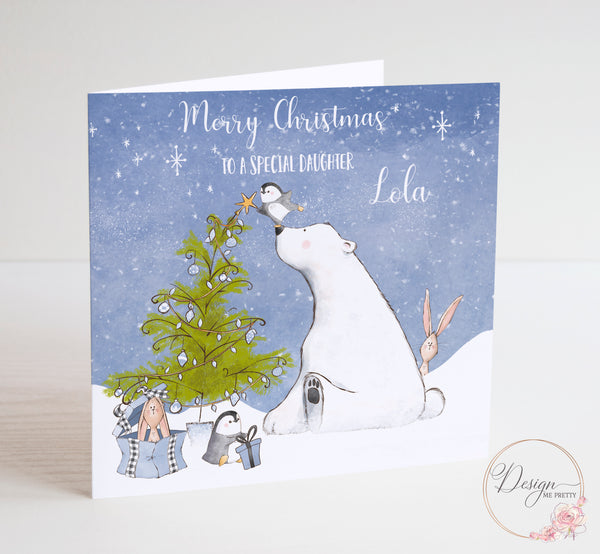 Cute Christmas Card with Polar Bear & Friends