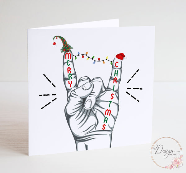 Heavy Metal Rock Horns Christmas Card