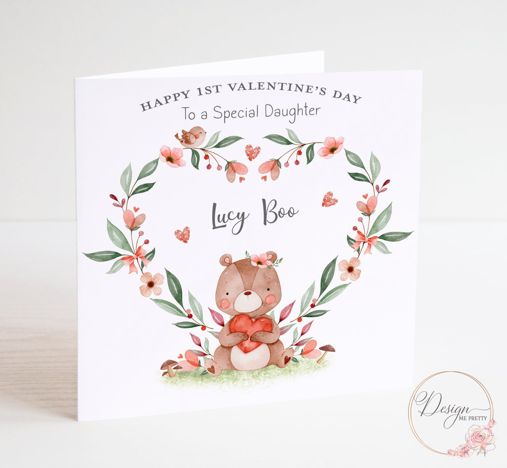 Personalised Bear 1st Valentines Card