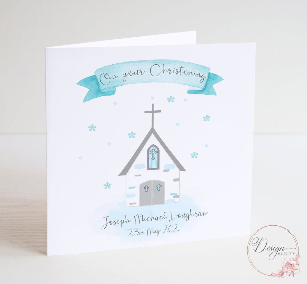 Church Christening Card - Boys