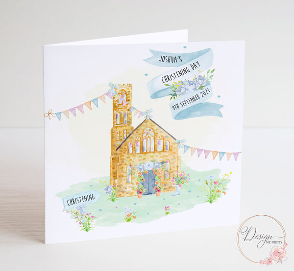 Church Christening Card - Boys