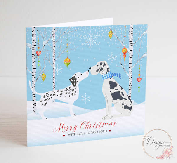 Dalmatian & Great Dane Christmas Card - To the Both of You