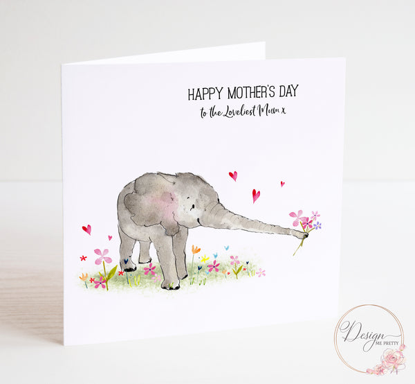 Elephant Mothers Day Card - For the Loveliest Mum