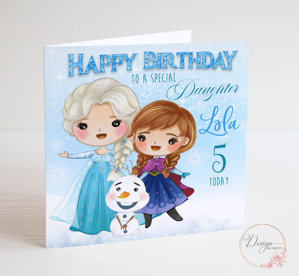 Frozen Girls Birthday Card - Elsa & Anna