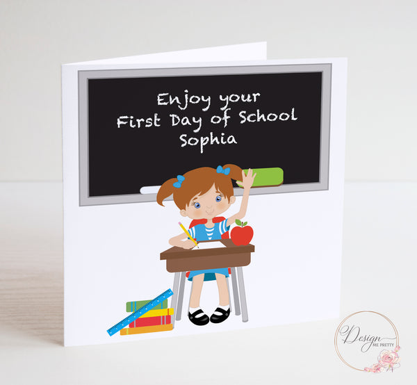 Girls First Day at School Card