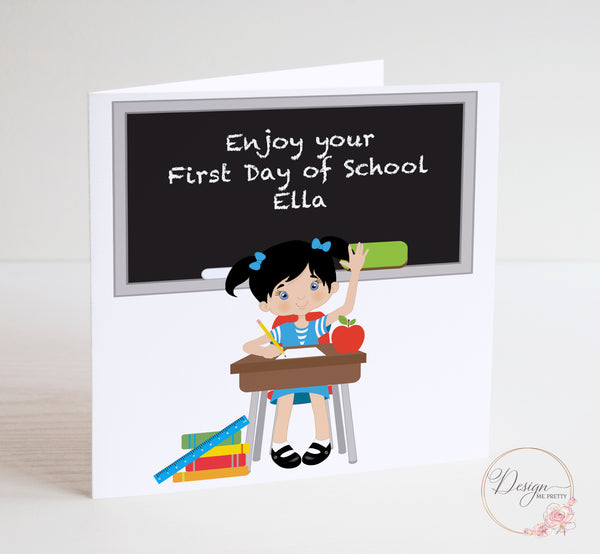 Girls First Day at School Card