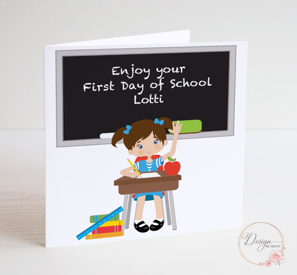 Girls First Day at School Card