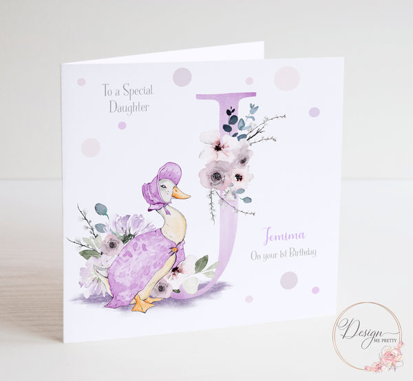 Jemima Puddleduck Girls Birthday Card - Peter Rabbit A-Z