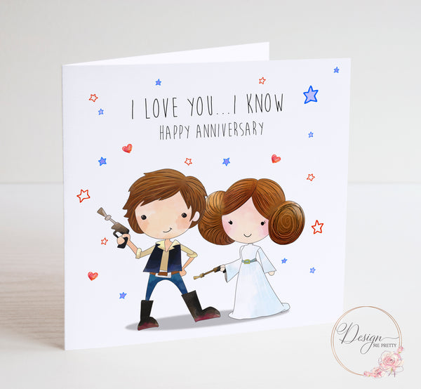 Star Wars Anniversary Card - Princess Leia & Han Solo