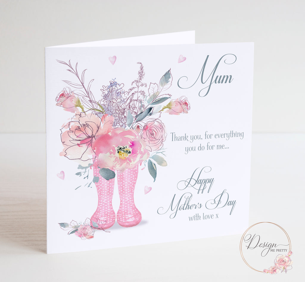 Wellies Mothers Day Card