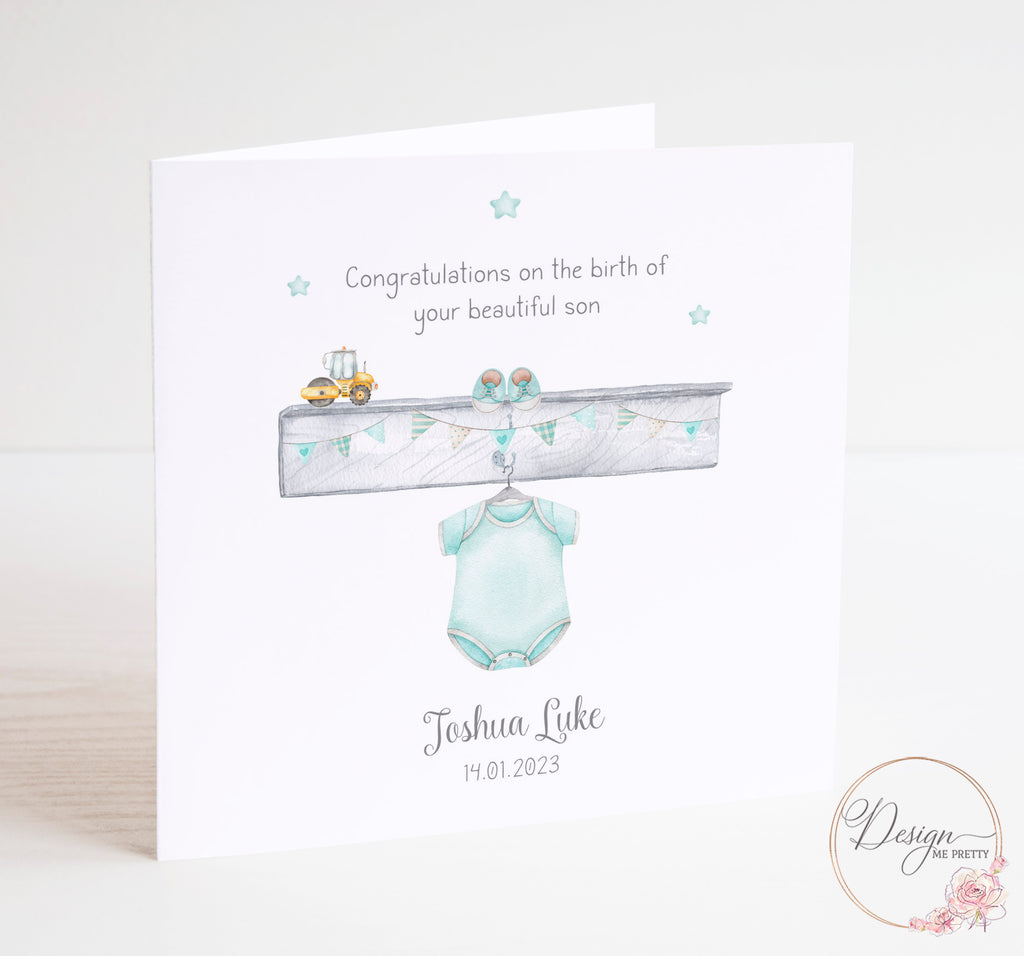 Personalised New Baby Boy Card - Welcome to the World