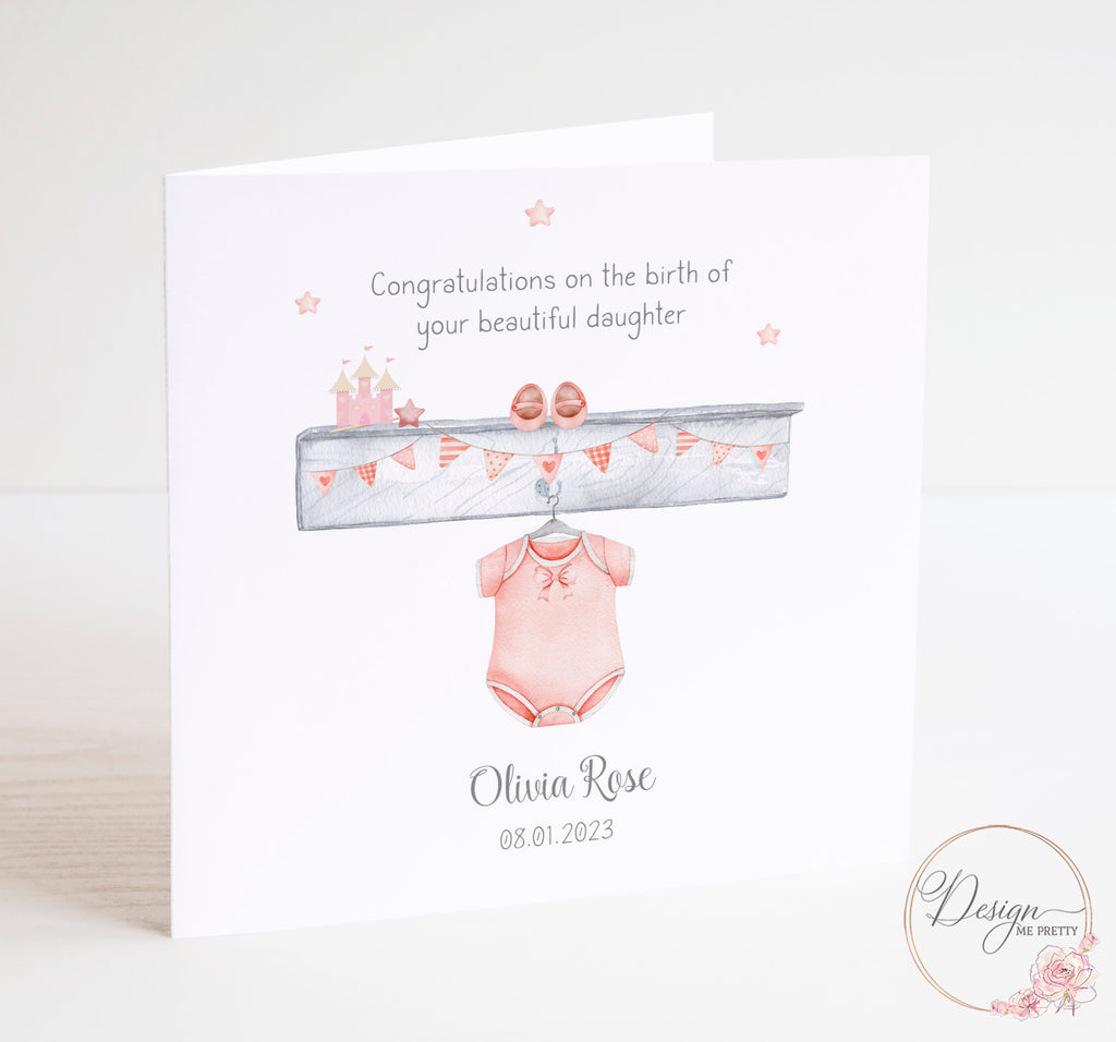 Personalised New Baby Girl Card - Welcome to the World