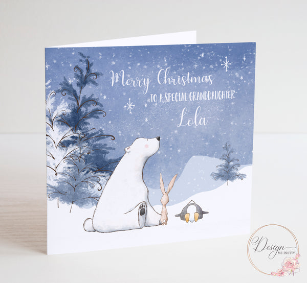 Cute Christmas Card with Polar Bear & Friends