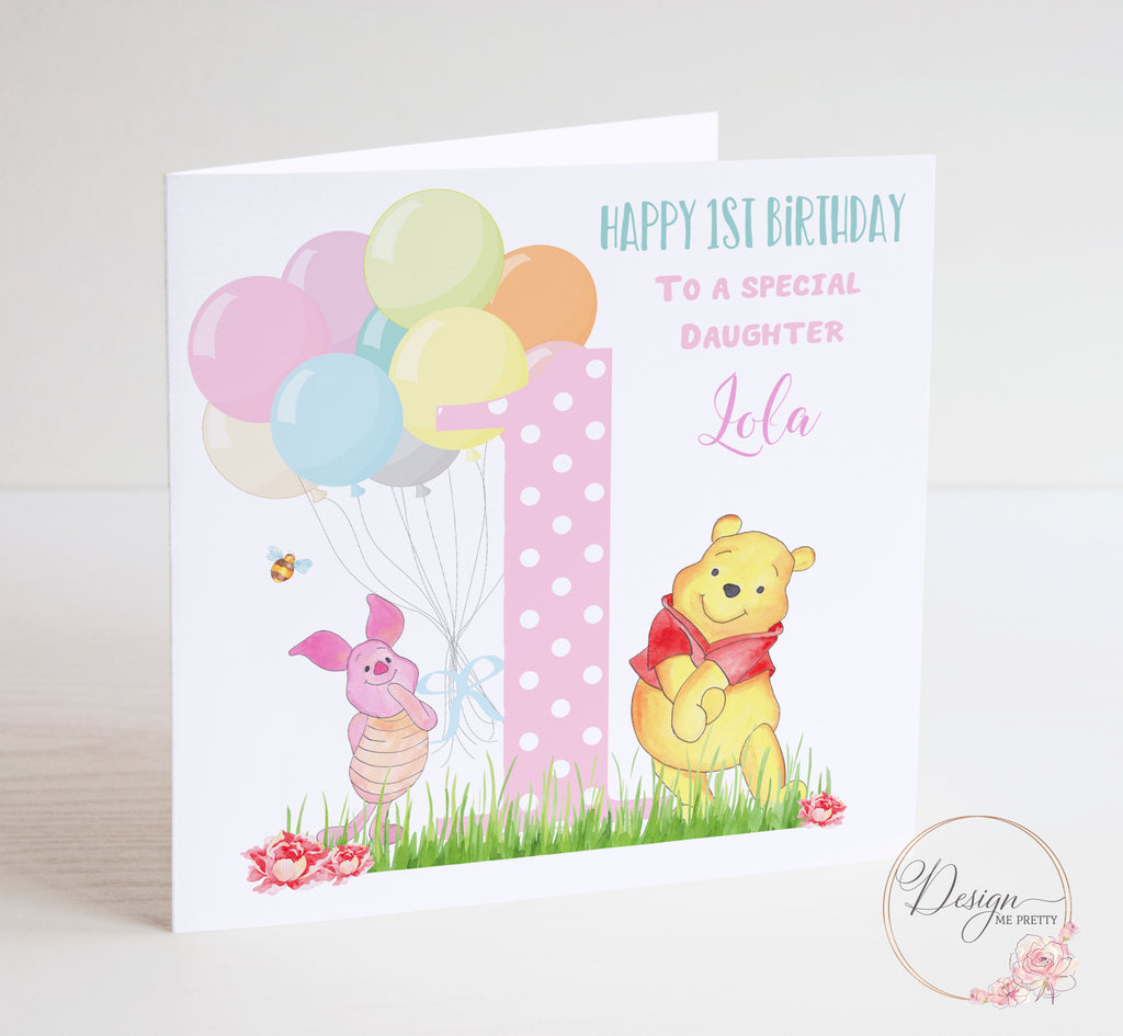 Winnie the Pooh Girls Birthday Card 1-9