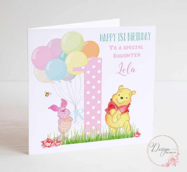 Winnie the Pooh Girls Birthday Card 1-9