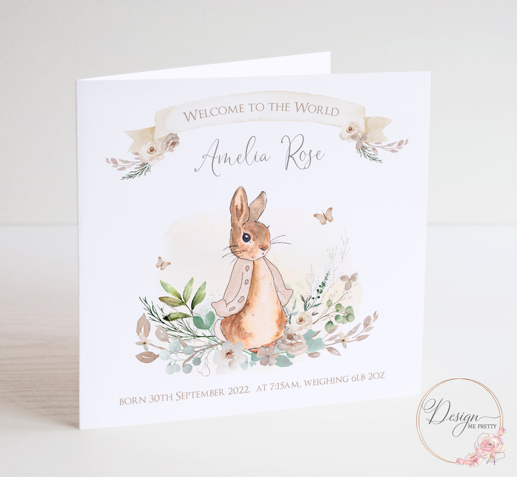 Peter Rabbit Neutral New Baby Card - Boho