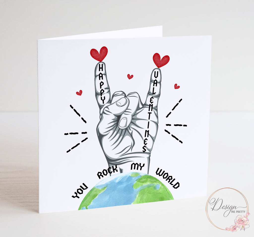 Rock Horns Valentines card - You Rock My World