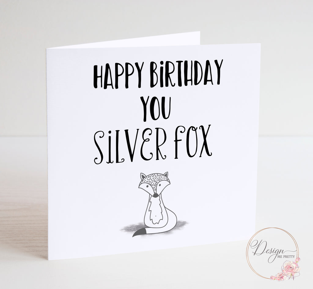 Silver Fox Birthday Card