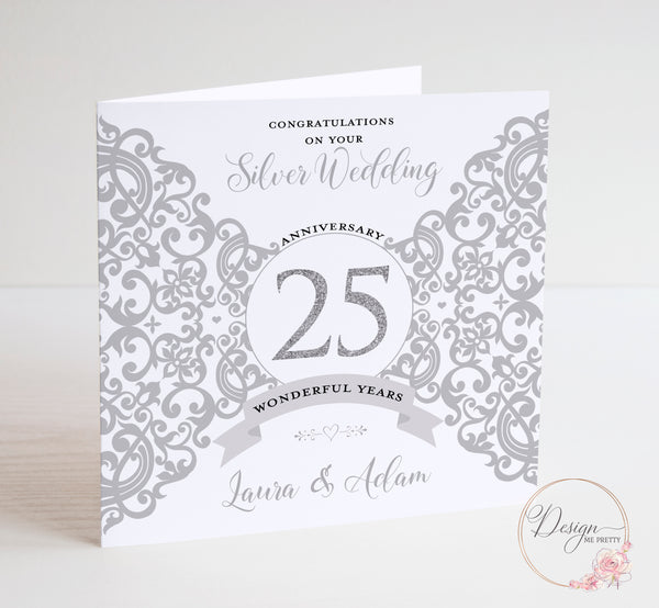 Silver Wedding Anniversary Card - 25 Years