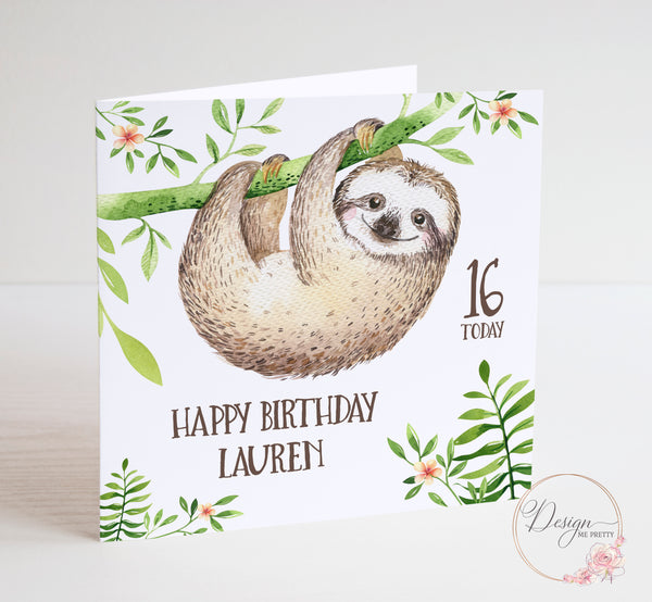 Sloth Birthday Card