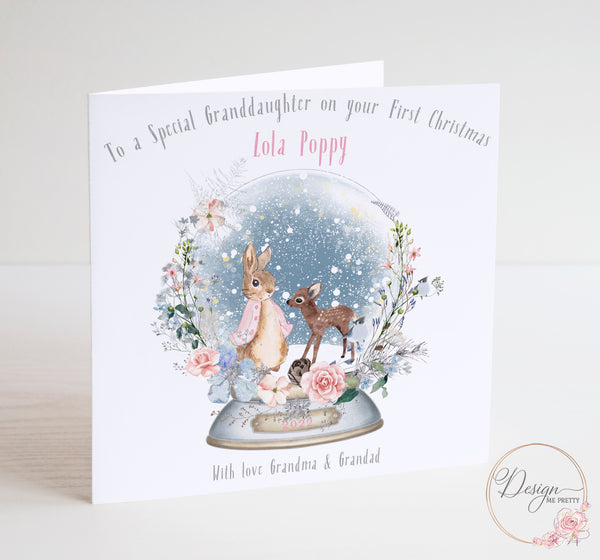 Baby Girls First Christmas Card - Flopsy Bunny