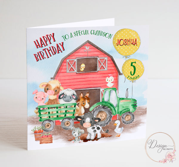 Farmyard Animals Birthday Card