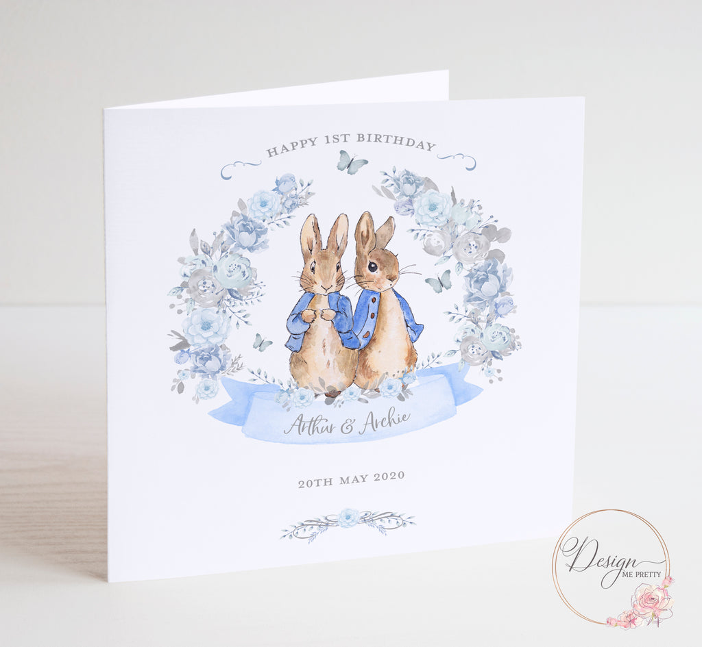 Peter Rabbit Twin Boys Birthday Card