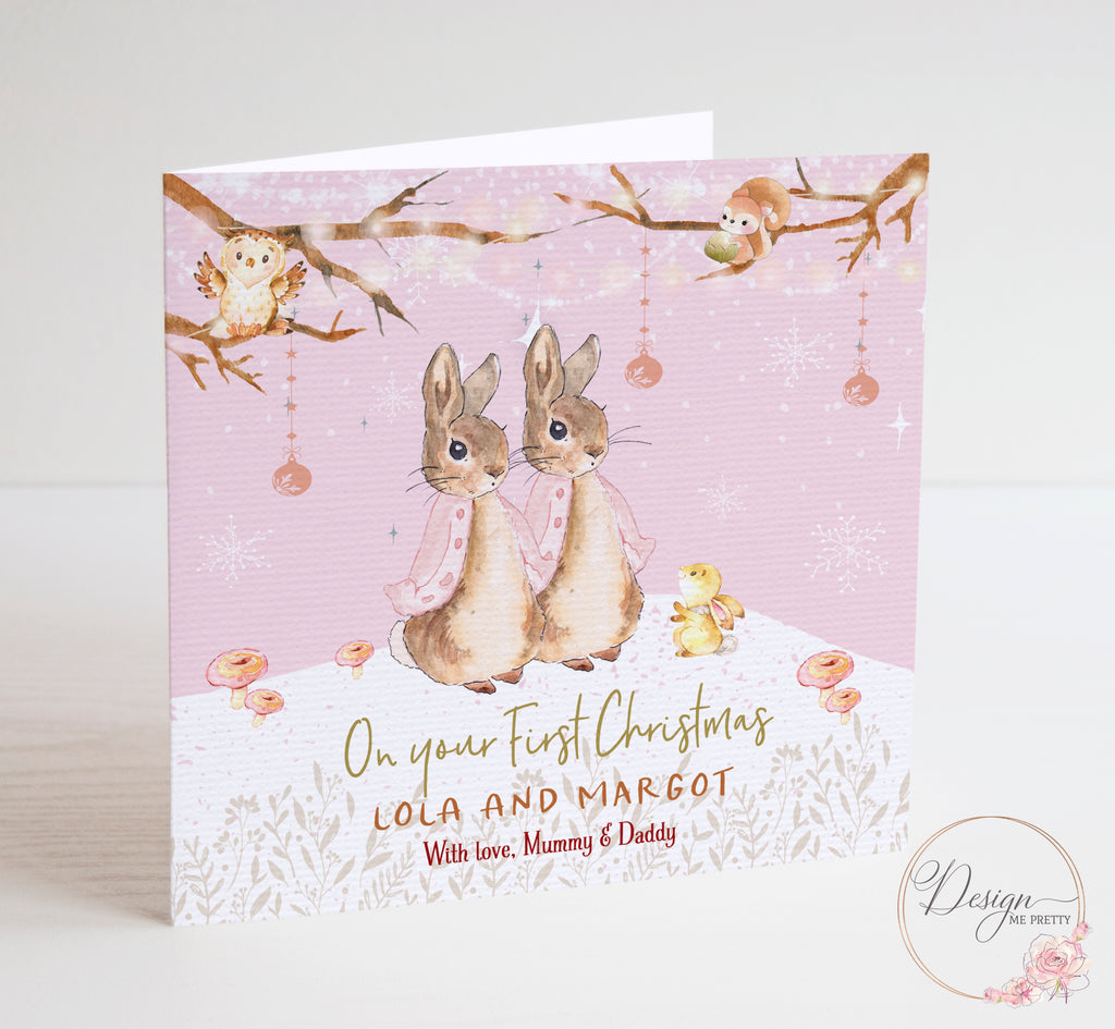 Flopsy Rabbit - Twins First Christmas Card - Peter Rabbit