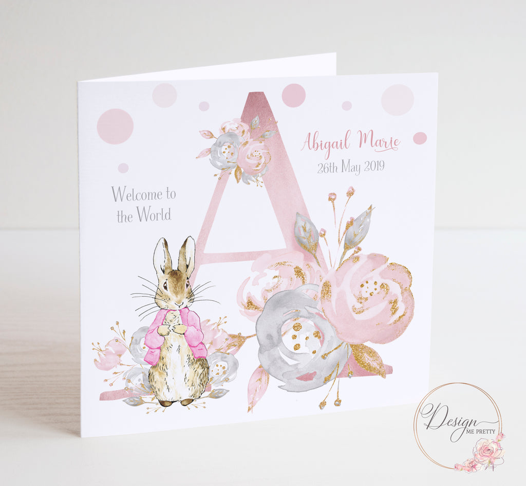 Peter Rabbit New Baby Card - Flopsy A-Z