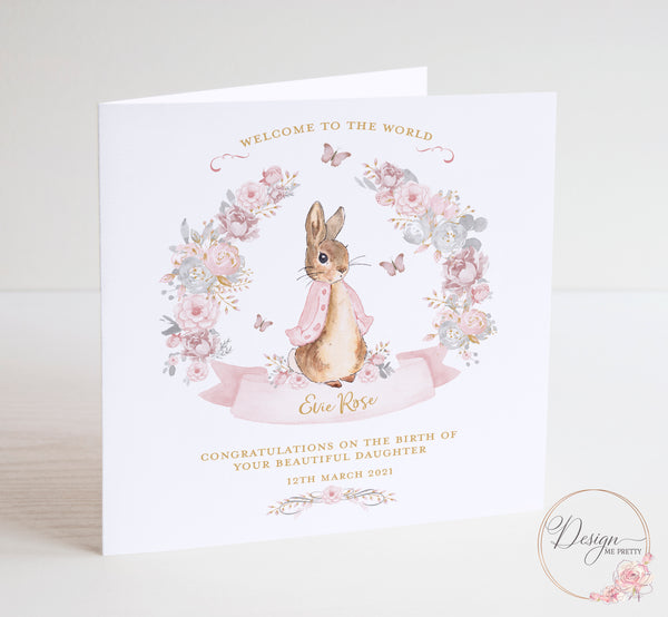 Peter Rabbit New Baby Card - Flopsy